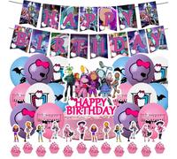 PLNVNVP Monster Décorations de Fête,30Pièces Monster Party Supplies,Monster Fille Ballons,Monster Dolls Fête D'anniversaire Ballons Bannière Déco de Gâteaux Topper pour Enfants