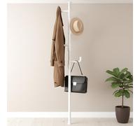 PLODAXE Porte-manteau extensible de 110 cm à 310 cm, 4/5 crochets, télescopique, stable, peu encombrant, en métal, pour manteau, veste, chapeau, écharpe (4 crochets, blanc)