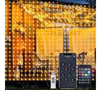 PLODAXE Rideau lumineux intelligent, 3 x 3 m, 300 LED, 16 millions de couleurs, 72 modes, télécommande et contrôle par application, synchronisation de la musique, guirlande lumineuse DIY pour fête