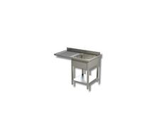 Plonge 1 Bac avec Etagère et Passage Lave Vaisselle à Gauche - Gamme 600 - - - Inox AISI430 1400x600x850mm