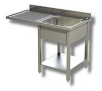 Plonge 1 Bac avec Etagère et Passage Lave Vaisselle à Gauche - Gamme 600 - Ristopro - - Inox AISI430 1200x600x850mm inox G