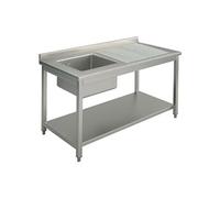 Plonge, 1 Bac, Egouttoir à Droite, Sur Piètement, Avec Etagère Inférieure, 1200X700 mm - Virtus - - 1200x700x850mm