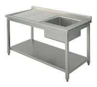 Plonge, 1 Bac, Égouttoir à Gauche, Sur Piètement, Avec Étagère Inférieure, 1000X700 mm - Virtus - - 1000x700x850mm G