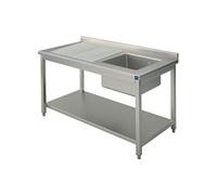 Plonge, 1 Bac, Egouttoir à Gauche, Sur Piètement, Avec Etagère Inférieure, 1200X600 mm - Virtus - - 1200x600x850mm