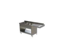 Plonge 2 Bacs et Emplacement Lave Vaisselle à Droite et Panneaux Latéraux - Gamme 600 - - - Inox AISI430 1800x600x850mm