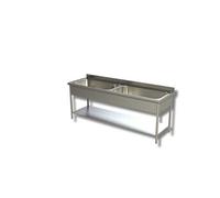 Plonge 2 Grands Eviers avec Etagère - Gamme 600 - - - Inox AISI430 1600x600x850mm