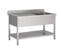 Plonge avec Etagère 1 Evier à Droite ou à Gauche - Gamme 700 - - - Acier inoxydable1200x700 1400x700x850mm