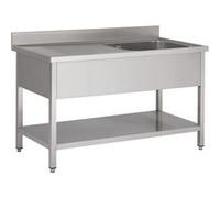 Plonge avec Étagère 1 Evier à Droite ou à Gauche - Gamme 700 - Combisteel - - Acier inoxydable1200x700 1400x700x850mm G