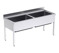 Plonge en Inox avec Bâti 2 Bacs Grande Capacité Gamme 700 -