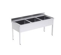 Plonge en Inox avec Bâti 3 Bacs Grande Capacité Gamme 700 -