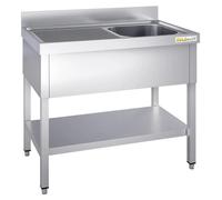 Plonge inox 1200x700mm avec 1 bac à droite et égouttoir à gauche PREMIUM - GOLDINOX