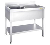 Plonge inox 1400x600mm avec 1 bac à gauche et égouttoir à droite PREMIUM - GOLDINOX