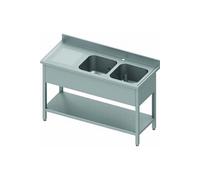 Plonge Inox 2 Bacs Gauche ou Droite - Etagère et Egouttoir - Gamme 700 - - à monter - 1600x700 500x700x900mm