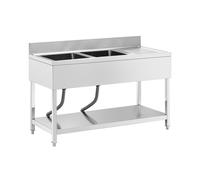 Plonge inox - 2 éviers - inox - 140 x 60 cm - Royal Catering