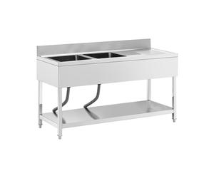 Plonge inox - 2 éviers - inox - 160 x 60 cm - Royal Catering