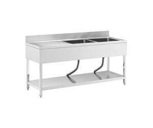 Plonge inox - 2 éviers - inox - 180 x 60 cm - Royal Catering