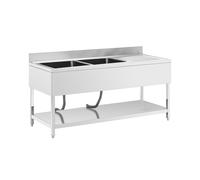 Plonge inox - 2 éviers - inox - 180 x 70 cm - Royal Catering
