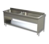Plonge inox 2 Grands Eviers avec Etagère et Panneaux Latéraux - Gamme 600 - Ristopro - - Inox AISI430 1600x600x850mm inox G