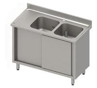 Plonge Inox Adossée Double Cuve - Portes Coulissantes - Gamme 700 - Stalgast - - Inox21500x700Coulissante x700x900mm