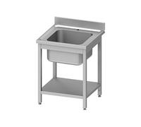 Plonge Inox AISI 201 Adossée 1 Bac avec Etagère - Gamme 600 - Stalgast - - Acier inoxydable 600x600x850mm