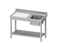Plonge Inox AISI 201 avec 1 Bac à Droite ou Gauche et Etagère - Gamme 600 - Stalgast - - Acier inoxydable1000x600 x600x850mm