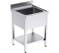 Plonge Inox avec Bâti 1 Bac Seul Gamme 700 et Etagère - Distform inox G