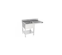 Plonge Inox avec Bâti Profondeur 550 Etagère et Espace pour Lave-Vaisselle - - - Acier inoxydable 1400x550x550xmm