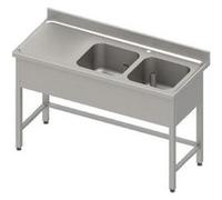 Plonge Inox avec Egouttoir Lisse - Double Cuve - Gamme 700 - - - Acier inoxydable1400x700 x700x900mm