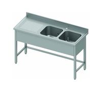 Plonge Inox Avec Renfort et Dosseret - Double Cuve à Droite ou Gauche - Gamme 700 - - - Inox1700x700 x700x900mm