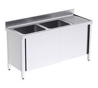 Plonge Inox Double avec Portes et Egouttoir Gamme 600 - Distform inox G