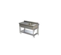 Plonge Inox Evier à Droite avec Etagère - Gamme 600 - - - Inox AISI430 1300x600x850mm