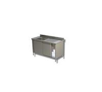 Plonge Inox Evier à Gauche sur Meuble Porte Coulissante - Gamme 700 - - - Inox AISI430 1300x700x850mm