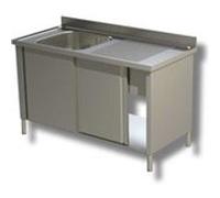 Plonge Inox Evier à Gauche sur Meuble Porte Coulissante - Gamme 700 - Ristopro - - Inox AISI430 1300x700x850mm inox G