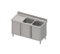 Plonge Inox Porte Battante 2 Bacs - Gamme 600 - - - Inox1400x600Battante 600x600x900mm