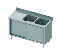Plonge Inox - Porte Coulissante 2 Bacs Droite ou Gauche- Gamme 600 - - - Acier inoxydable1600x600Coulissante x600x900mm