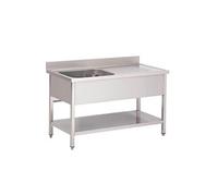 Plonge Inox Professionnelle - avec Etagère - Profondeur 700 - - - Acier inoxydable1600x700 x700x850mm
