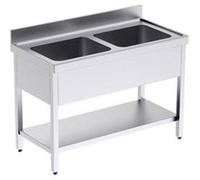 Plonge Inox Professionnelle Double et Etagère Gamme 600 - - - Acier inoxydable 1300x600x600xmm