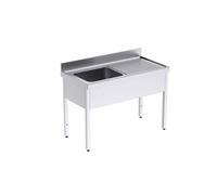 Plonge Inox Professionnelle Egouttoir à Droite Gamme 600 - - - Acier inoxydable 1300x600x600xmm