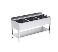 Plonge Inox Professionnelle Triple avec Etagère 1800 x 700 -