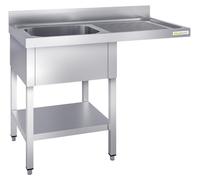 Plonge lave-vaisselle inox 1 bac 1200x700 mm avec égouttoir à droite PREMIUM - GOLDINOX