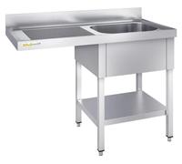 Plonge lave-vaisselle inox 1 bac 1200x700 mm avec égouttoir à gauche PREMIUM - GOLDINOX