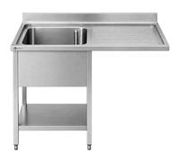 Plonge professionnelle INOX 120 × 60 cm avec emplacement lave-vaisselle et égouttoir à droite WORLDMAI - Évier en acier inoxydable pour bar et restaurant.