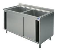 Plonge Sur Armoire, 2 Bacs, Avec Portes Coulissantes, 1200X700 mm - Virtus - - 1200x700x850mm G