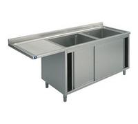 Plonge Sur Armoire Avec Portes Coulissantes, Place Pour Lave-Vaisselle, 2 Bacs à Droite, 1800X700 mm - Virtus - - 1800x700x850mm G