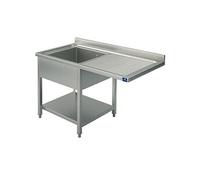 Plonge Sur Piètement Avec Etagère Inférieure, Place Pour Lave-Vaisselle, 1 Bac à Gauche, 1200X700 mm - Virtus - - 1200x700x850mm
