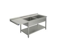Plonge Sur Piètement Avec Etagère Inférieure, Place Pour Lave-Vaisselle, 2 Bacs à Droite, 1600X700 M - Virtus - - 1600x700x850mm