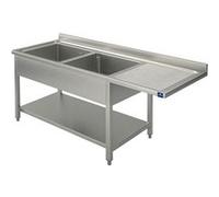 Plonge Sur Piètement Avec Étagère Inférieure, Place Pour Lave-Vaisselle, 2 Bacs à Gauche, 1600X600 M - Virtus - - 1600x600x850mm G