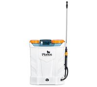 Plonos Pulvérisateur à Pression Rechargeable Sac À Dos Capacité 16 L Batterie 8 Ah 12 V Lance 4 Buse Blanc