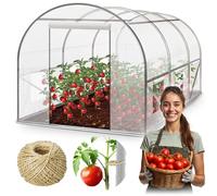 Plonos Serre Tunnel en Film Plastique avec Cadre en Acier - avec Support pour Plantes - 2 x 3,5 x 2 m - 7 m² - Blanc