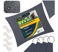 Plonos Voile Solaire Imperméable 180 g/m² Protection UV Rectangulaire 4 x 3 m Gris